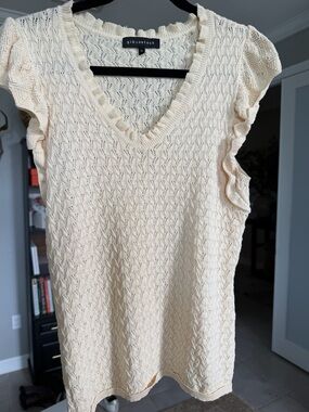 Gibsonlook Cream Openwork Knit Top